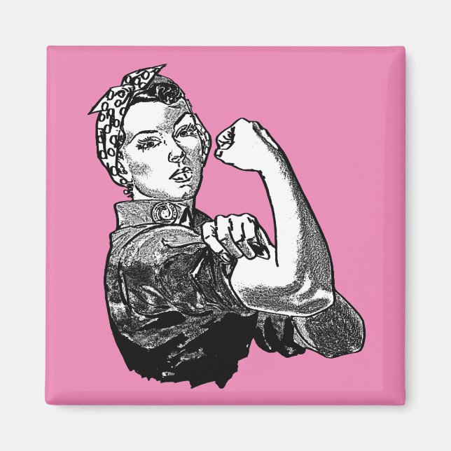 Imán Gráfica de la línea feminista Rosie-The-Riveter (Frente)