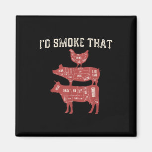 Imán Gráfica divertida de cerdo de vaca bbq Hombres de