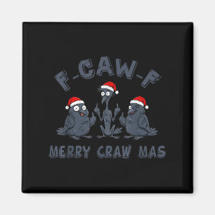 Imán Gráfica divertida de cuervo de Navidad – F-caw-f F