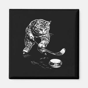 Imán Gráfica divertida de hockey sobre hielo de gato