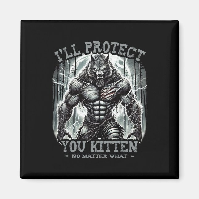 Imán Gráfica divertida te protegeré Kitten Alpha Wo (Frente)