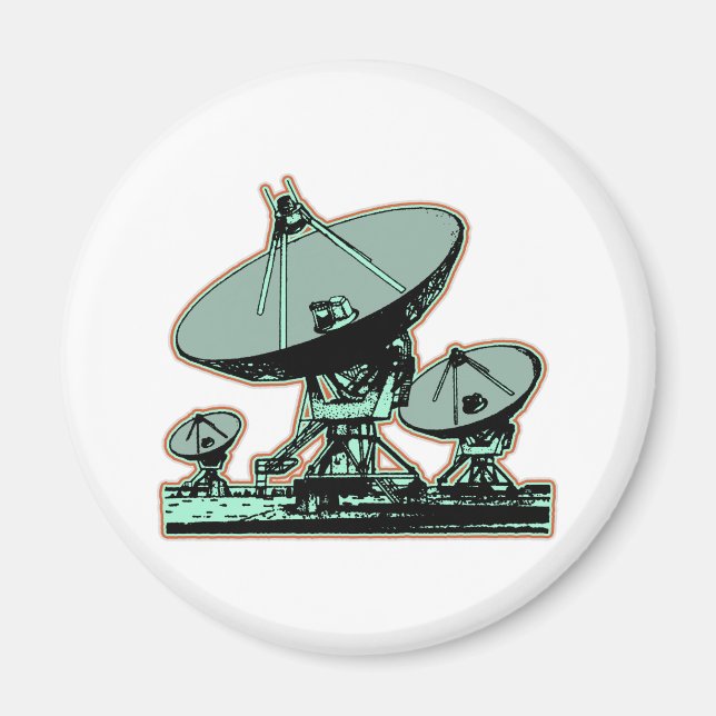 Imán Gráfico de antena parabólica retro (Frente)