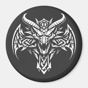 Imán Gráfico de Cabeza de Demonio Tribal por BurnsIn