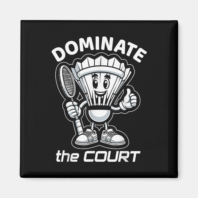 Imán Gráfico de Cartoon de bádminton para siempre con v (Frente)