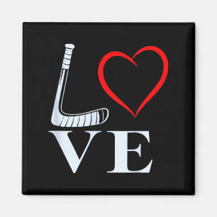 Imán Gráfico de corazón de amor de hockey para fanático