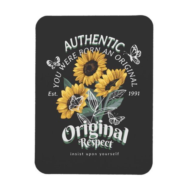 Imán Gráfico de girasoles y mariposas (Vertical)