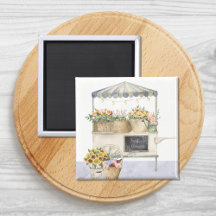 Gráfico de Mercado de Flores Acuarela Arte Cottage