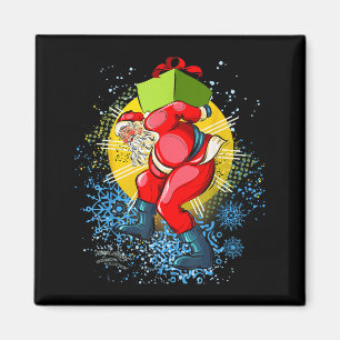 Imán Gráfico de Navidad de Papá Noel Vintage Bailando