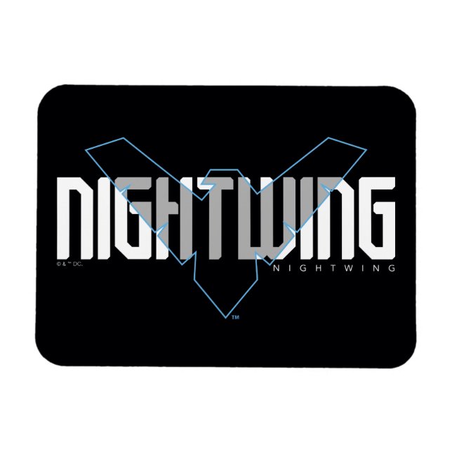 Imán Gráfico de nombre de alta tecnología de Nightwing (Horizontal)