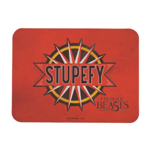 Imán Gráfico de ortografía rojo y dorado Stupefy Spell