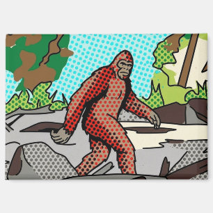 Imán Gráfico de Panel Cómic del Bosque de Sasquatch de 