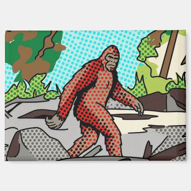 Imán Gráfico de Panel Cómic del Bosque de Sasquatch de  (Anverso)