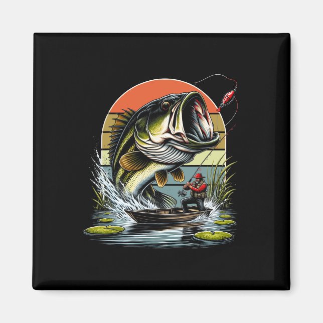 Imán Gráfico de pesca Lubina de boca grande (Frente)
