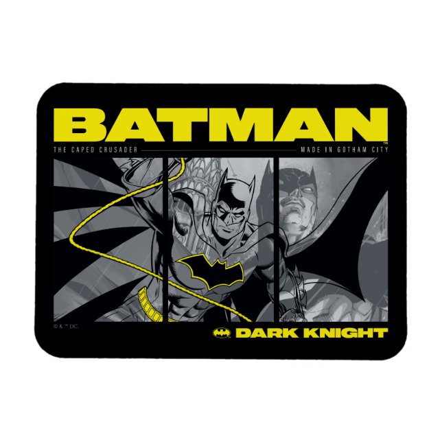 Imán Gráfico de tres paneles del cómic de Batman (Horizontal)
