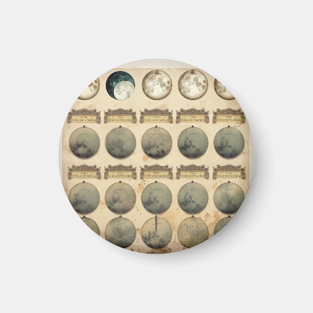 Imán Gráfico del ciclo lunar vintage - Fases celestiale (Frente)