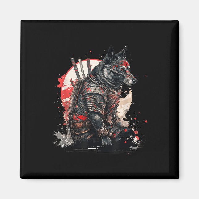 Imán Gráfico del tatuaje de Kawaii, perro Ninja de Samu (Frente)