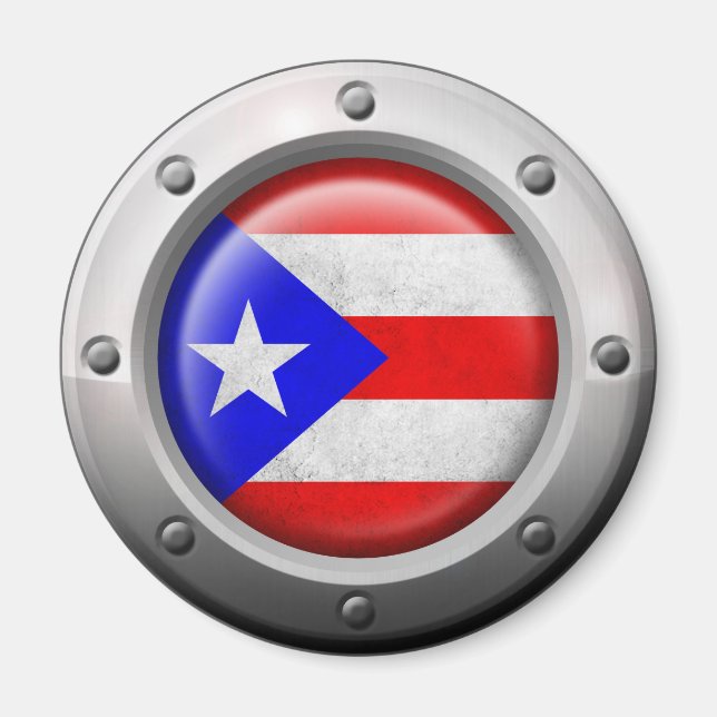 Imán Gráfico industrial de acero de bandera puertorriqu (Frente)