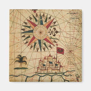 Imán Gráfico Portolan Mapa de El Cairo, Egipto