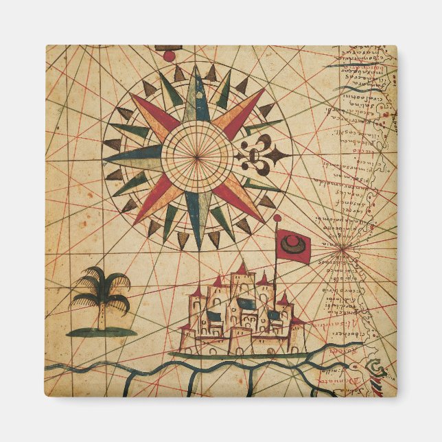 Imán Gráfico Portolan | Mapa de El Cairo, Egipto (Frente)