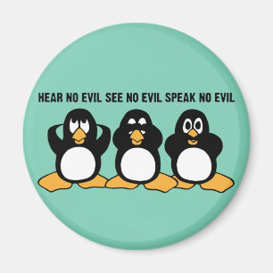 Imán Gráfico sabio del diseño de tres pingüinos
