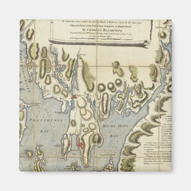 Imán Gráfico topográfico de la bahía de la Narraganset (Frente)