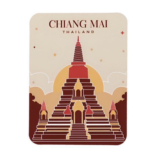 Imán Gráfico vectorial de Chiang Mai Tailandia Viaje de (Vertical)