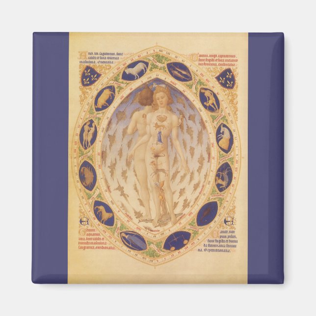 Imán Gráfico Zodiaco Celestial Antiguo, Astrología Vint (Frente)