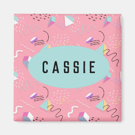 Imán Gráficos de retroceso de 1990 color rosa divertido