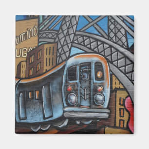 Imán Grafiti urbano en tren subterráneo