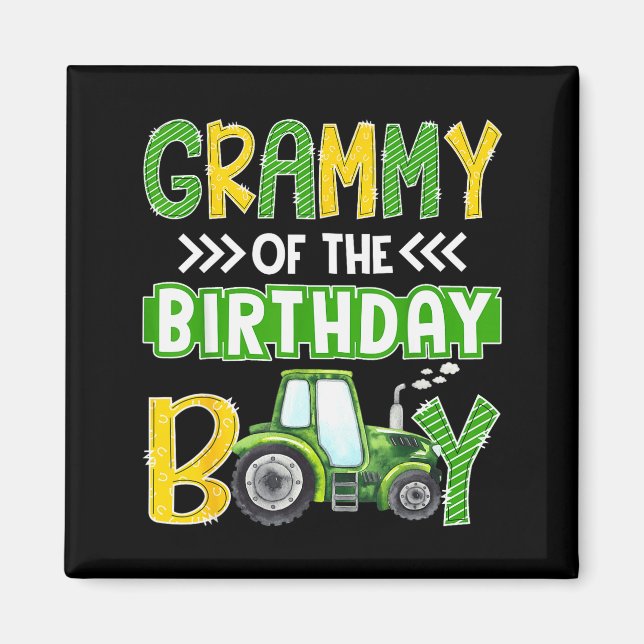 Imán Grammy del niño de cumpleaños tractores camiones g (Frente)