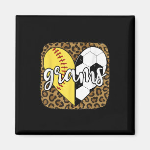 Imán Gramos Divertidos de Softbol Fútbol Corazón Leopar