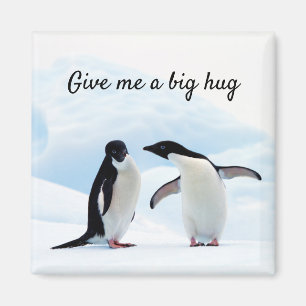 Imán Gran abrazo al Pingüino en foto de hielo con texto