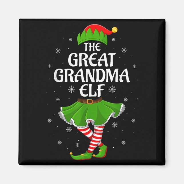 Imán Gran Abuela Elf Navidades Familia Chicas Elf (Frente)