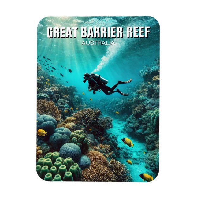 Imán Gran Barrera de Arrecifes Buceador Scuba (Vertical)