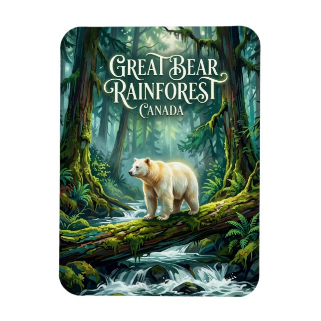 Imán Gran Bosque Lluvioso del Oso Canadá (Vertical)