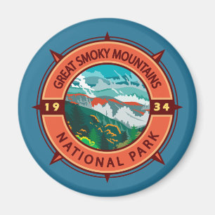 Imán Gran brújula retro del parque nacional de las mont