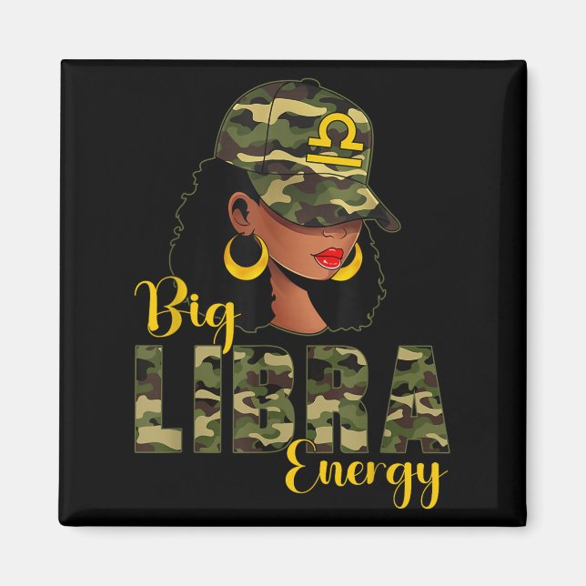 Imán Gran camuflaje de energía de Libra Negro Mujer Cap (Frente)
