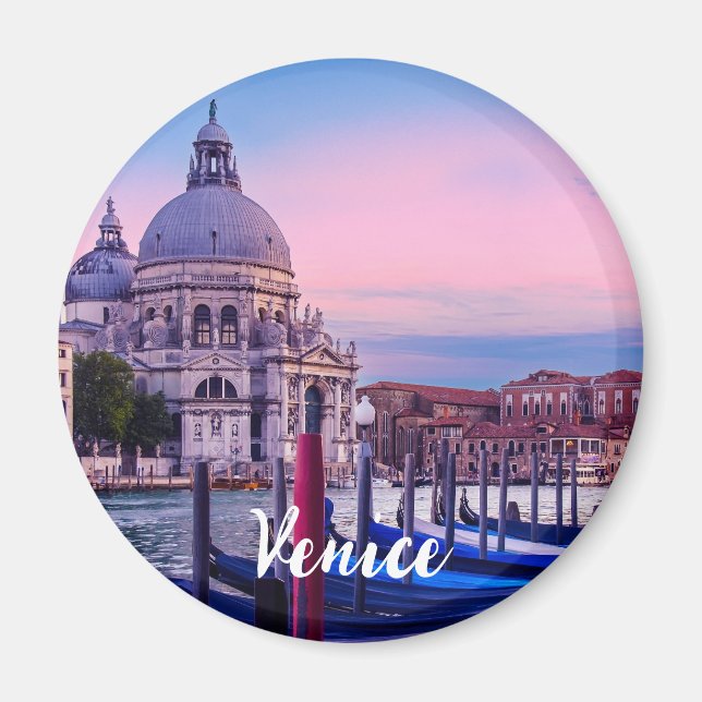 Imán Gran Canal con góndolas e iglesia en Venecia (Frente)