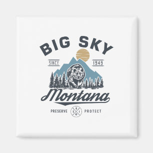 Imán Gran - Cielo Montana Nieve Esquí Lodge Retro de Mo
