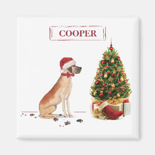 Imán Gran Dane graciosos Navidades perro con árbol