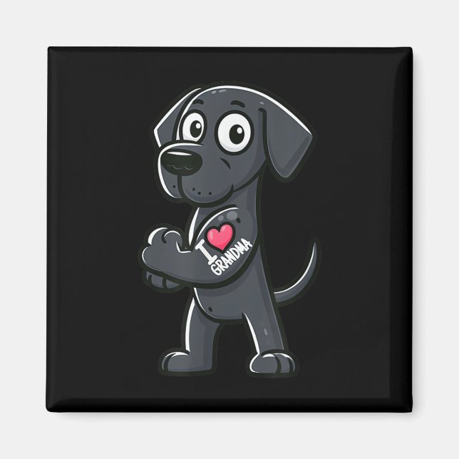 Imán Gran Dane Me Encanta La Abuela Funny Tattoo Perro (Frente)