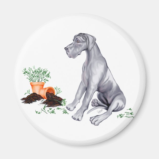 Imán Gran Dane Naughty Pup Blue UC (Frente)