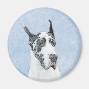 Imán Gran Danés (Arlequín) Pintura - Arte de Perro Orig