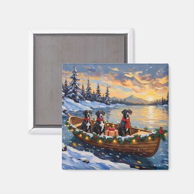 Imán Gran Danés Navideño Barco Fiesta (Anverso/Reverso)