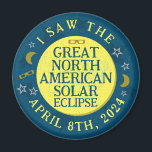 Imán Gran Eclipse Solar Norteamericano Abril 8 2024<br><div class="desc">El 8 de abril de 2024, un eclipse solar total será visible en gran parte de Estados Unidos, México y Canadá. Si tiene previsto celebrar este emocionante evento con un divertido fiesta de observación, estos imanes de refrigerador de recuerdo son perfectos para usted. El texto dice "Vi el Gran Eclipse...</div>