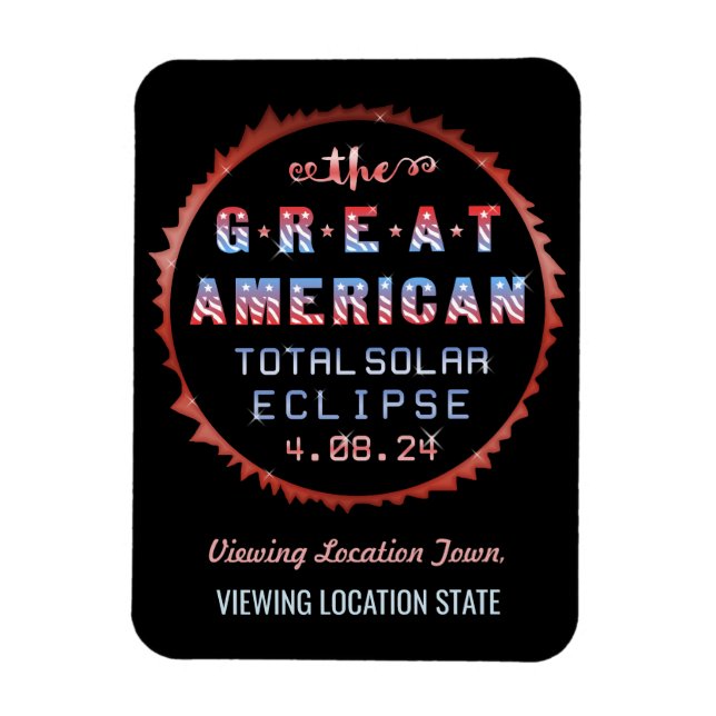 Imán Gran Eclipse Solar Total Estadounidense 8 de Abril (Vertical)