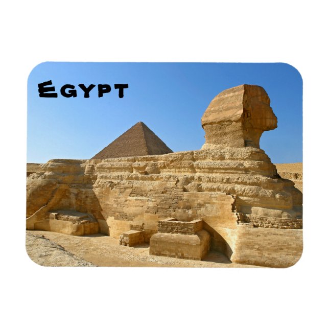 Imán Gran Esfinge de Giza con pirámide de Khafre - Egip (Horizontal)