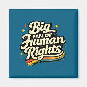 Imán Gran fan de los derechos humanos - arcoíris retro 