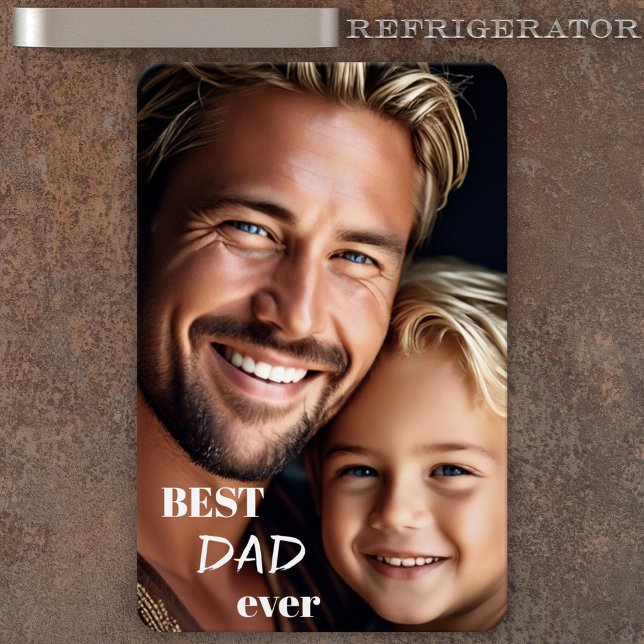Imán Gran foto Personalizado mejor foto papá jamás Flex (Flexible magnet featuring your custom photo. With customizable "Best dad ever" texts - Father's Day)
