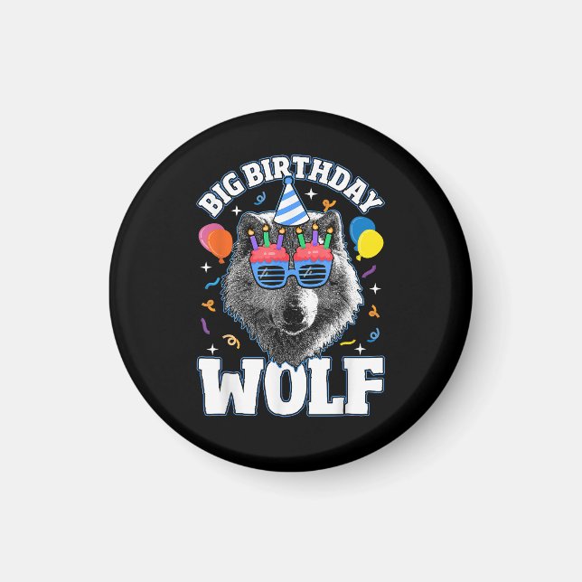 Imán Gran Lobo de Cumpleaños para Lobos (Frente)